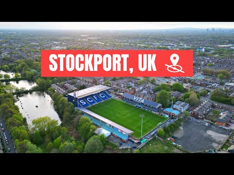 360° Aerial Tour: Stockport County FC Stadium & Cityscape – Drone Video