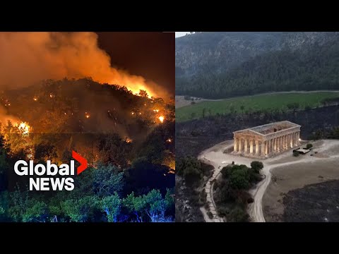 Italy wildfires: Drone video shows tourist destinations left devastated by fires