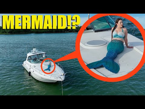 drone catches real little mermaid jump on our boat!