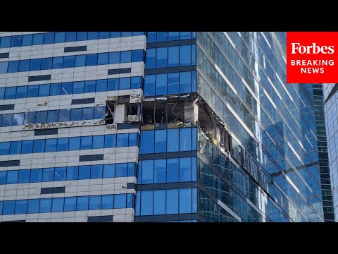 Building In Moscow, Russia, Damaged By Drone Attack That Has Injured One Person