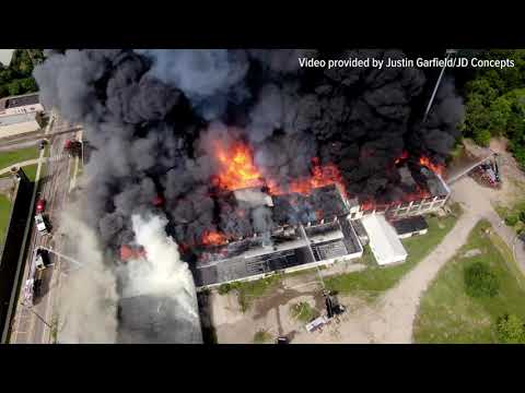 Drone video from massive fire in Jackson