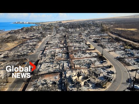 Maui wildfires: Drone video shows Lahaina left in smouldering ruins