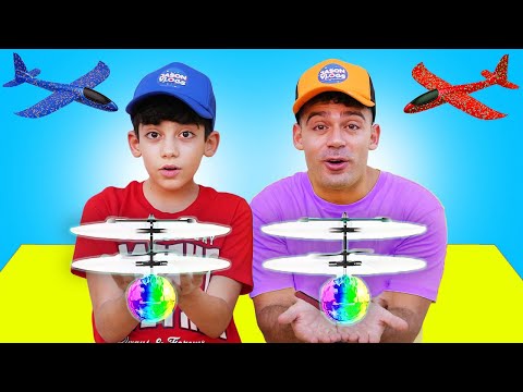 Jason plays with airplane and drone toys challenge