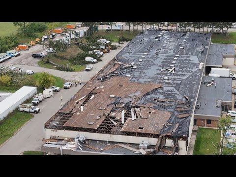 Drone video of the aftermath of Thursday's severe thunderstorms, tornado in Kent County