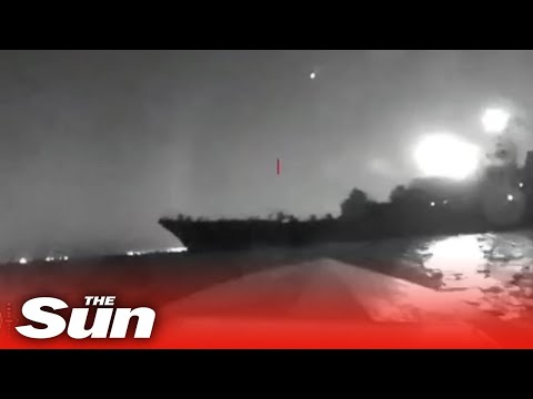 Ukrainian kamikaze sea drone attacks Russian warship at Novorossiysk naval base