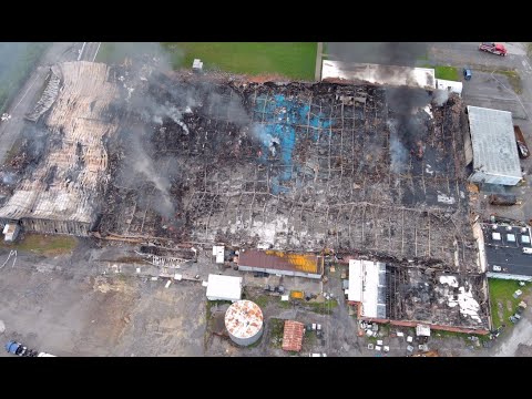 Drone video from the recycling plant fire in Newport