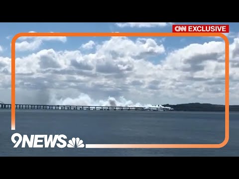 Ukraine: Video of drone strike on Kerch bridge