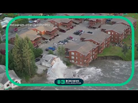 Drone video captures moment house collapses into water in Juneau, Alaska