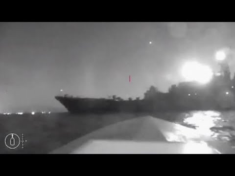 Video Appears to Show Ukraine Drone Attack on Russian Ship