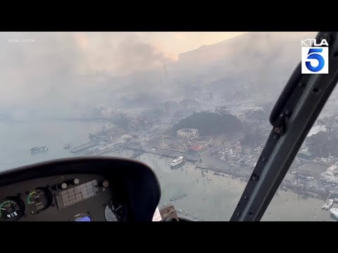 Aerial video shows wildfire devastation in Lahaina, Maui