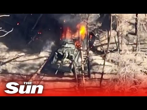 Drone footage shows Ukrainian troops striking Russian stronghold in the east