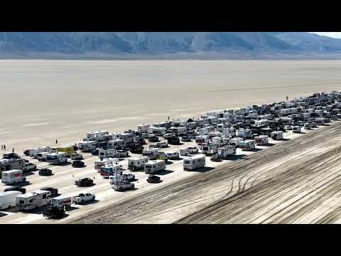 Drone video shows cars lined up to leave Burning Man festival