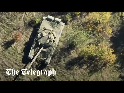 Decoy Russian tank inflatables spotted by Ukrainian drone
