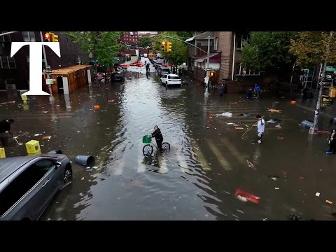 Drone video shows flooded streets in New York as more rain is expected